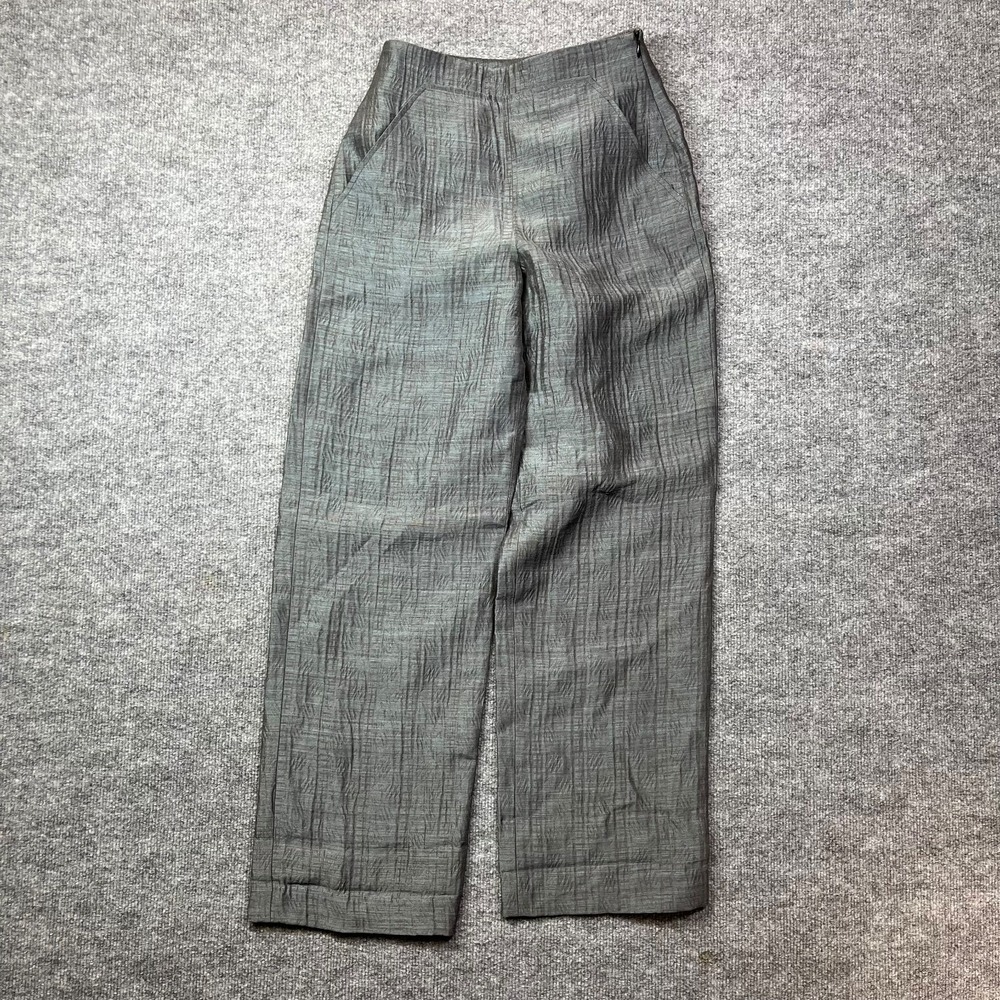 Giorgio Armani Le Collezioni Pants Women's Gray Crinkle Textured Side Zip - 4